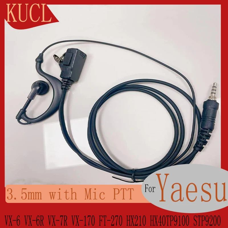 Фото Акустическая трубка Walkie Talkie Earpiece с микрофоном PTT 3,5 мм винтовая резьба гарнитура для Yaesu VX-6 VX-6R VX-7R FT-270 HX210 HX40 №1