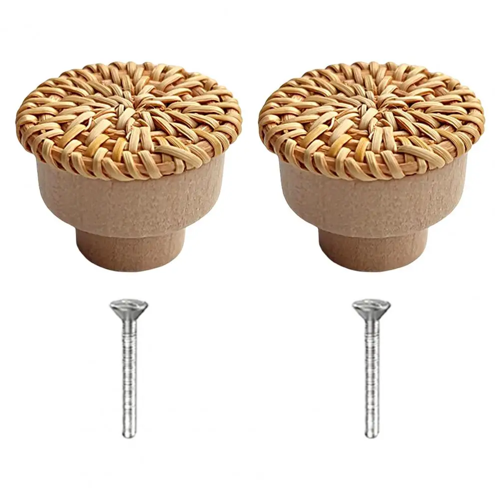 

1 Set Cabinet Knob Useful Mushroom Head Shape Wardrobe Replacement Handle Durable Wear-resistant Rattan Handle