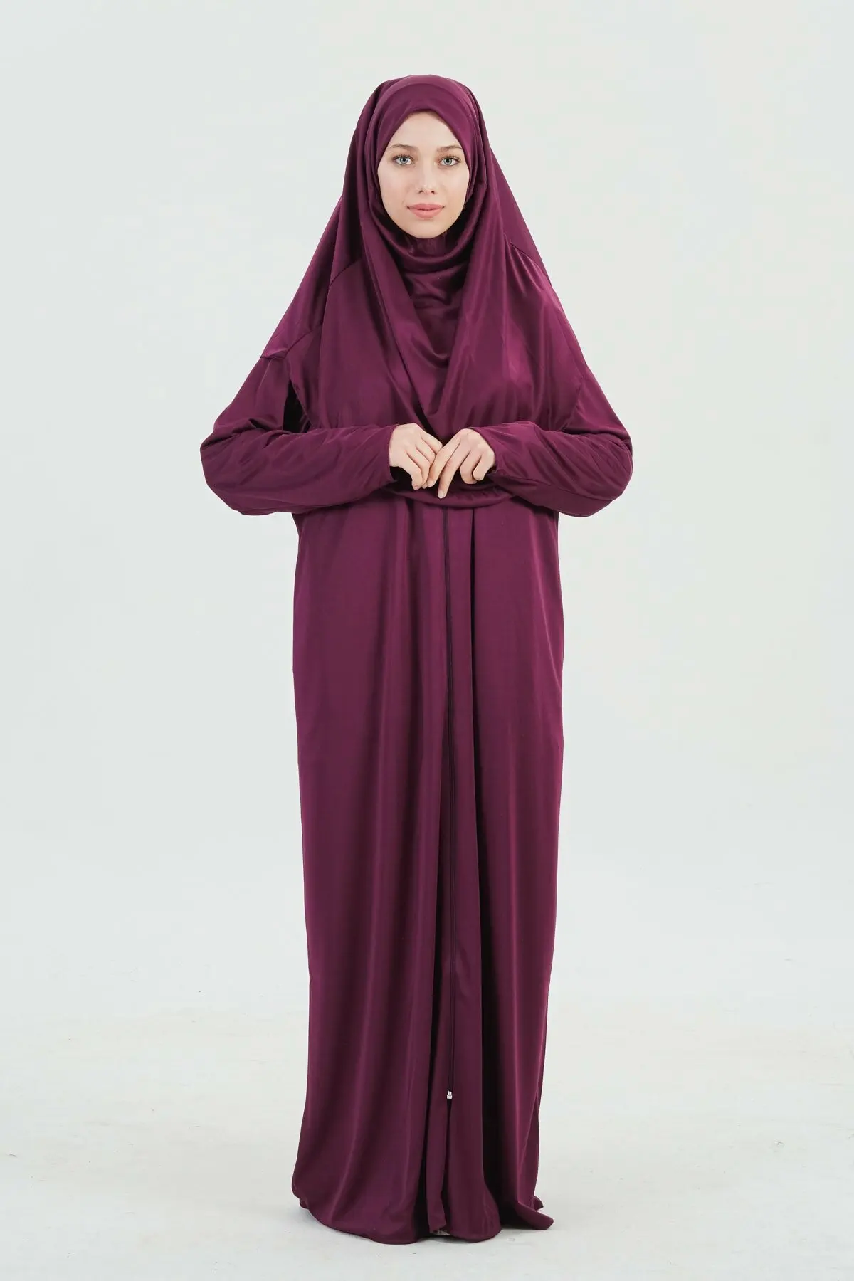 Мусульманское платье для молитвы худи хиджаб/кафтан islami цельнокроеный закрытый Повседневный трикотажный материал без подкладки всесезонн...