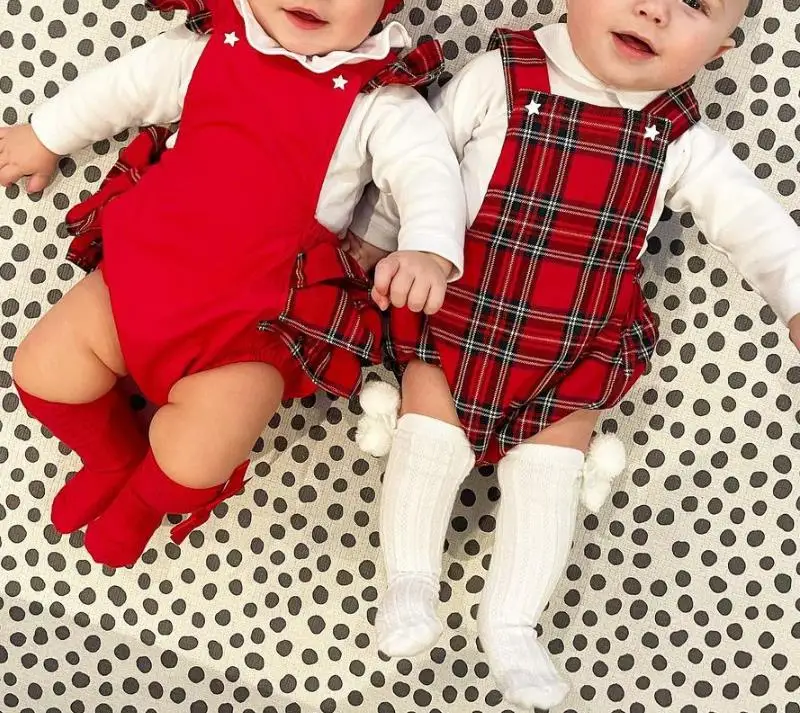 

Детский Рождественский комбинезон, клетчатый комбинезон без рукавов с квадратным вырезом, летняя одежда для мальчиков и девочек от 0 до 18 ме...