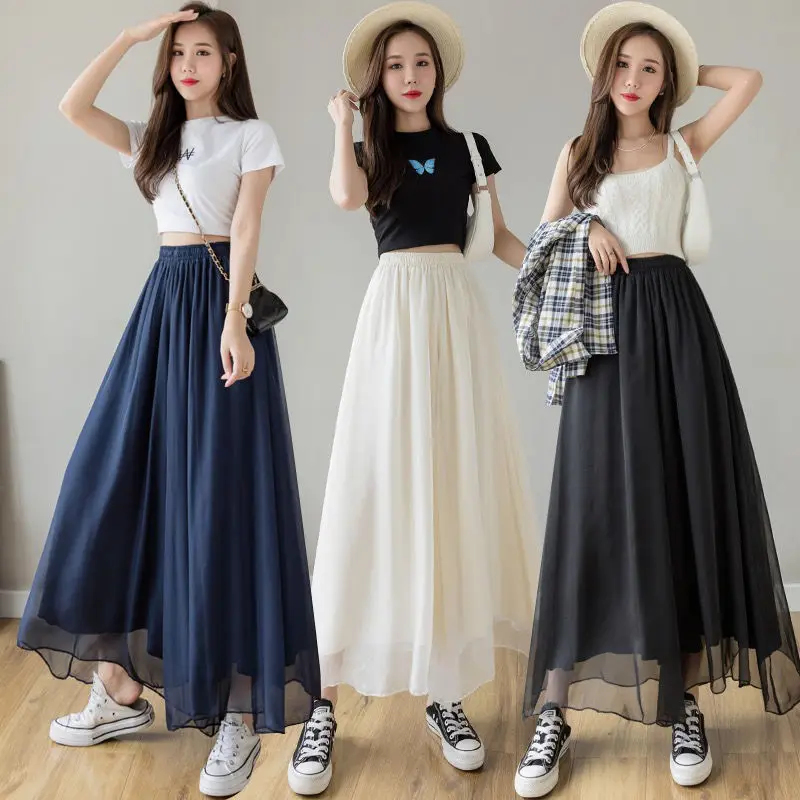 

Wide-leg Pants Women's Summer Large Size Loose Ice Silk Chiffon Casual Ninth Pants Ladies Loose-fitting Ankle-length Pants G167