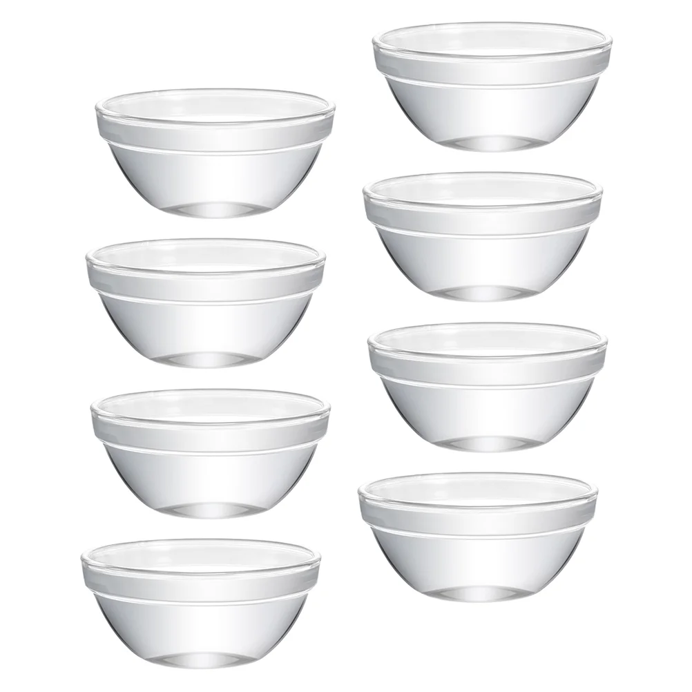 

8 Pcs Condiment Containers Appetizer Bowls Glass Serving Side Dishes Round Stackable Clear Snack Mold Bozai Cake