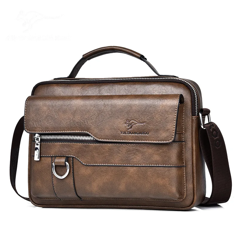 

Kangaroo Men Shoulder Crossbody Bag Husband Pu Leather Vintage Business Messenger Tote Bags for Man Male Designer Handbags 크로스백