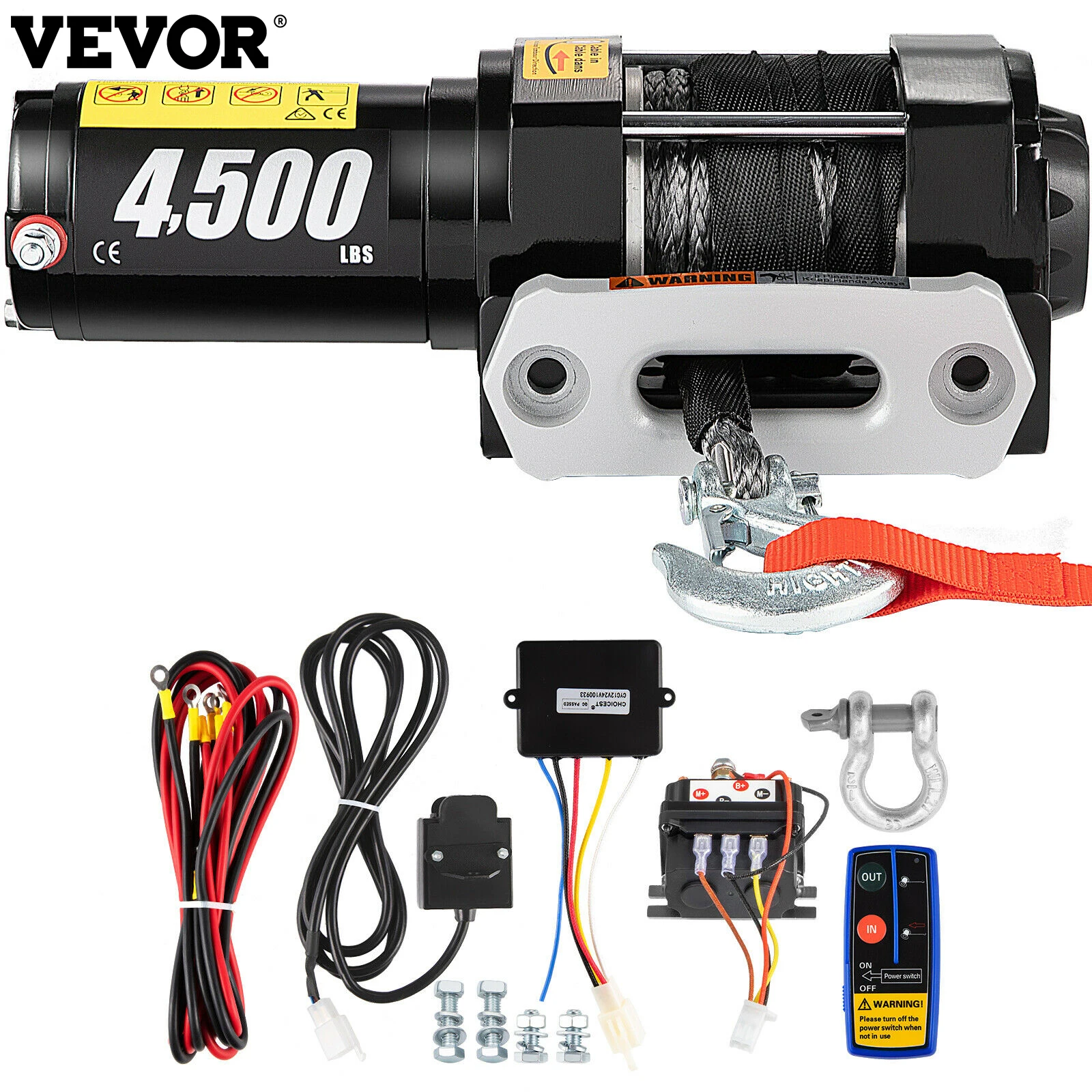 

VEVOR 4500LBS 12V Electric Winch for 4X4 42.6FT Syntheic Car Trailer Ropes Towing Strap With Wireless Control ATV Truck Off Road