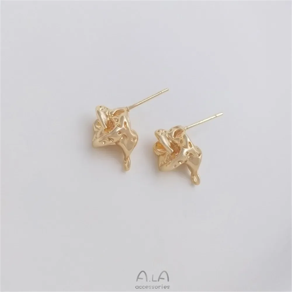 14-каратное золото модные серьги неправильной формы в форме монстра серебро 925