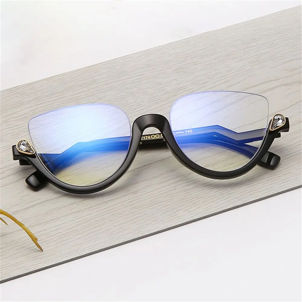 

Новинка 2022, винтажные полуоптические очки с защитой от синего света, женские модные роскошные солнцезащитные очки со стразами, женские очки...