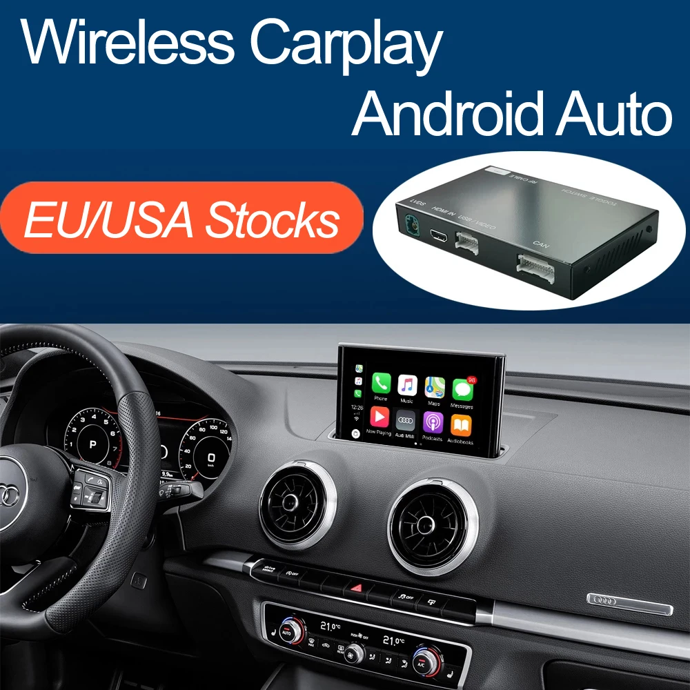 Wireless Apple CarPlay Android Auto Interface for Audi A3 2013-2018, with AirPlay Mirror Link Car Play Functions