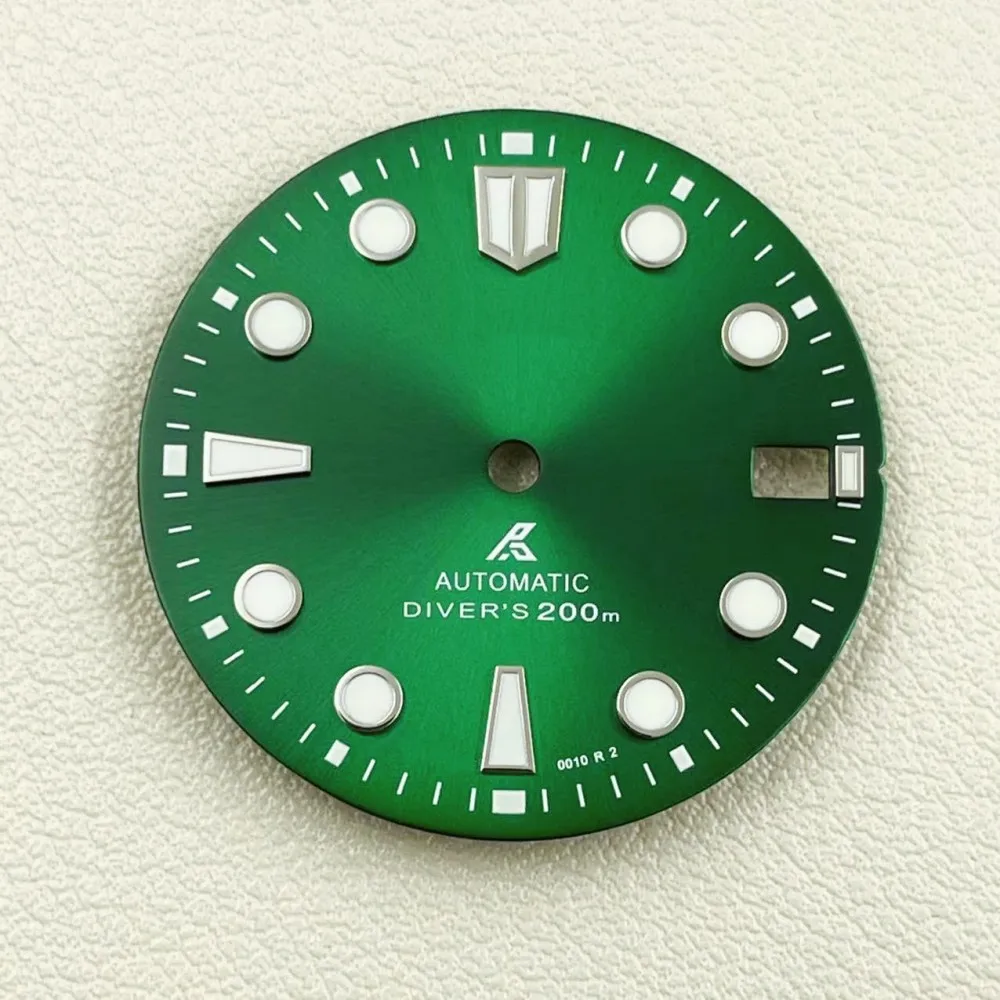New NH35 mechanical dial luminous diving surface c3 strong green luminous literal diameter 28.5mm watch accessories
