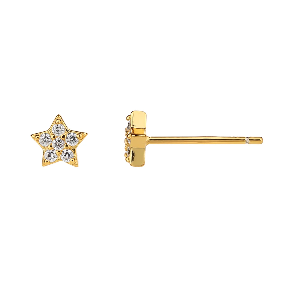 

Five Pointed Star Cubic Zirconia Earrings Copper Micro Pave Zircon Stud Earrings in Brass Rund Cut CZ Jewels Gift Pendientes