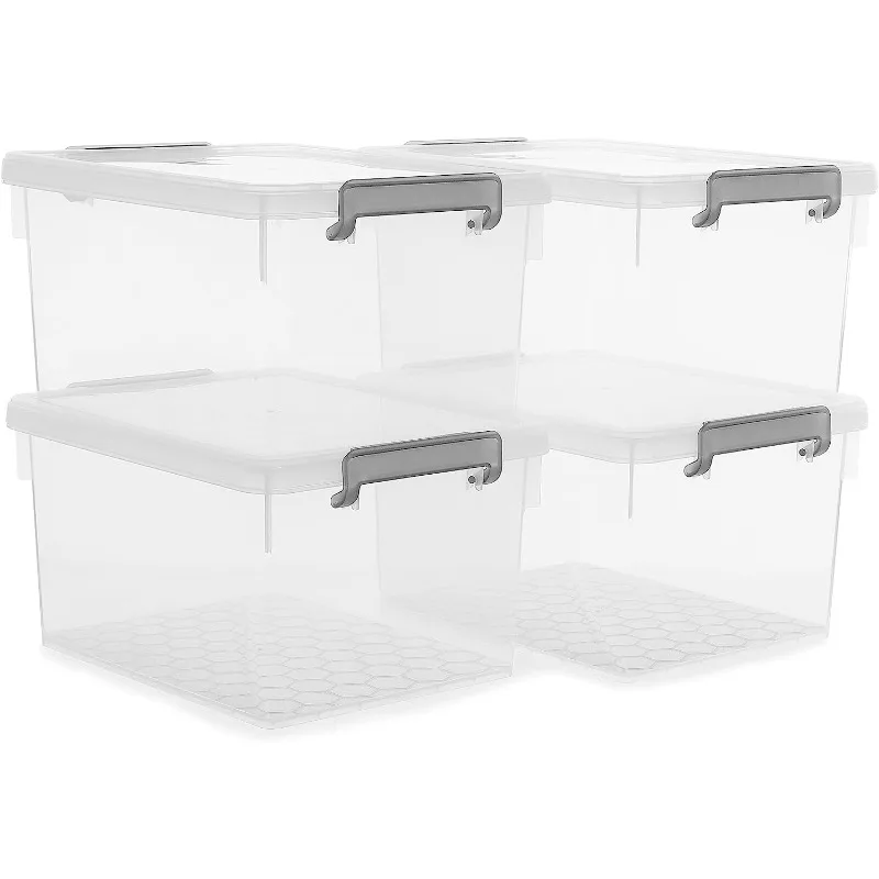 

Citylife 4 Packs 22.2 Qt. Plastic Storage Bins with Lids Large Stackable Storage Containers for Storage Organizer