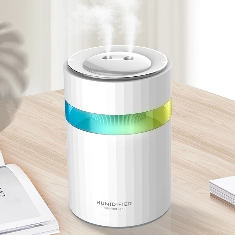 

900ML USB Humidifier Air Mist Maker Fogger with Colorful LED Light Double Nozzle Ultrasonic Cool Aroma Diffuser Humidificador
