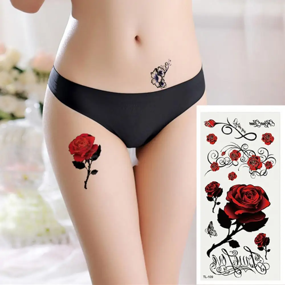 

Decal Sticker Sexy Decor Temporary Tattoo Sticker Waterproof Body Art 2 Sheets Women Flower Body Hand