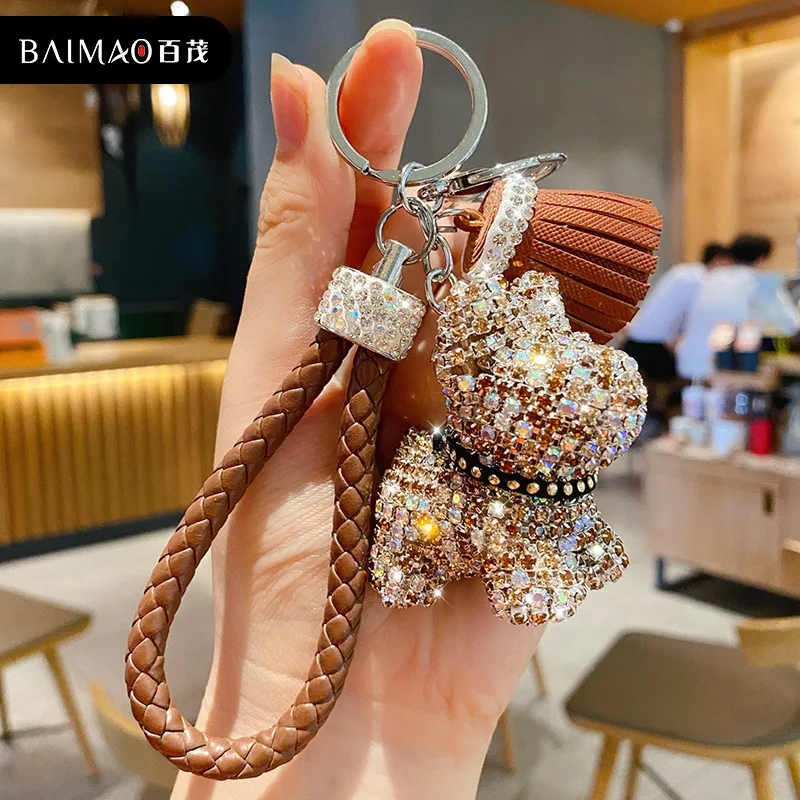 Новый брелок Стразы в виде французского бульдога мультяшный автомобильный