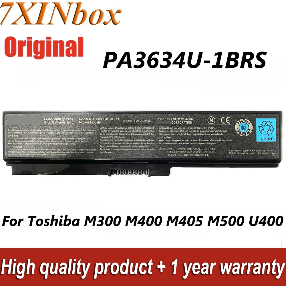 

7XINbox 10.8V 47Wh PA3634U PA3634U-1BRS Laptop Battery For Toshiba M300 M400 M405 M500 U400 M800 M805 PA3635U-1BRM PA3635U