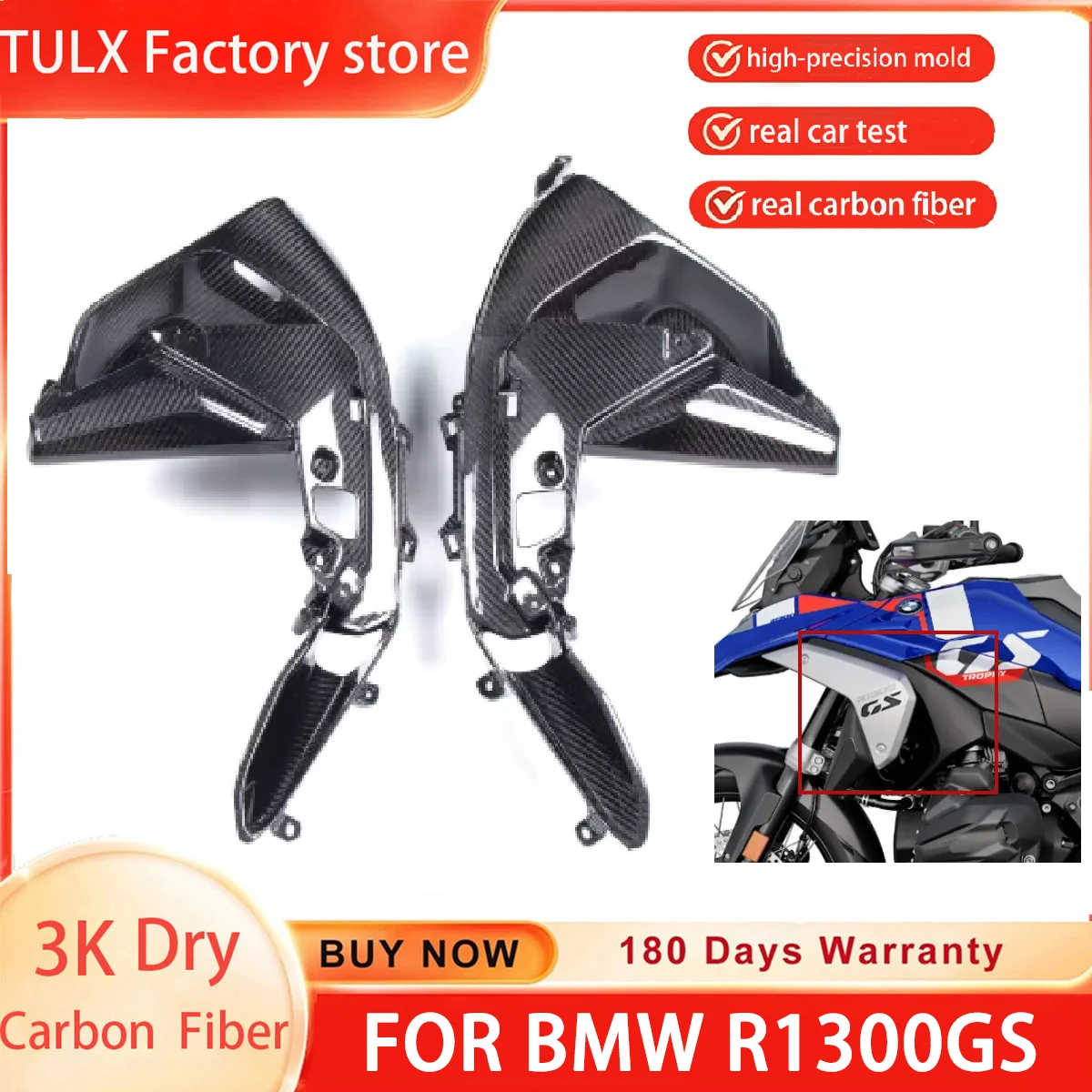 Фото Накладки на воздухозаборники из сухого карбона 3K для BMW R1300GS R1300 GS 2023 2024, аксессуары для мотоциклов №1