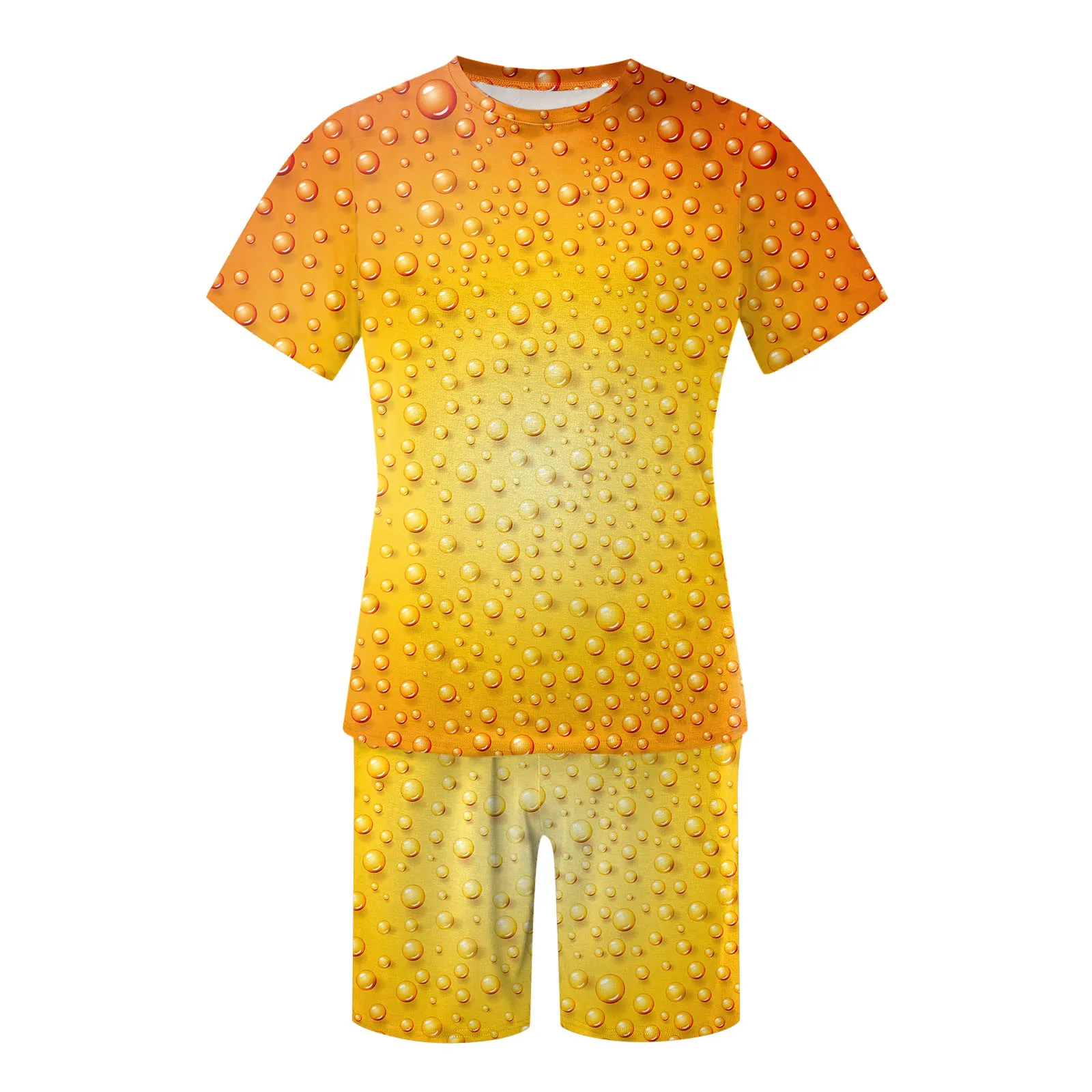 Men'S Sets Summer Printing Tracksuit Men New Fashion Casual Short Sleeves T-Shirt+Shorts 2 Piece Set Male Sportswear Oversized