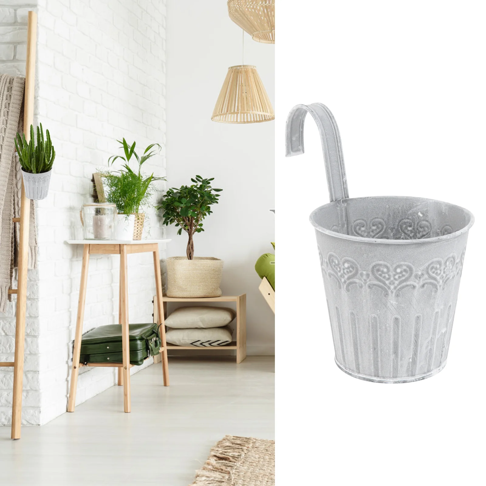 

Hanging Flower Planters Planter Fence Pots Bucket Balcony Pot Metal Outdooriron Railinggardenvase Wall Holder Indoor Old Buckets