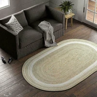 rug 100 natural jute oval carpet handcrafted antique style woven reversible floor mats home living area rugs