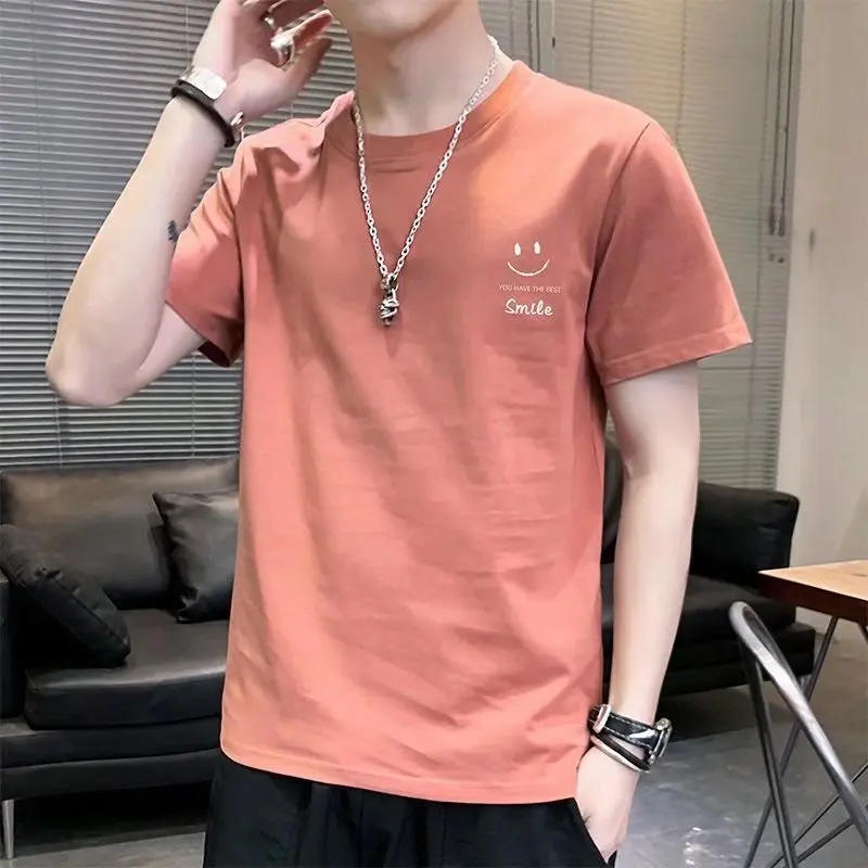

2022 spring and autumn new clothes trend round neck printing loose men's short-sleeved T-shirt summer clothes