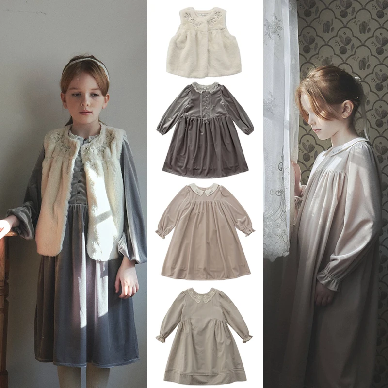 Детское бархатное платье с вышивкой