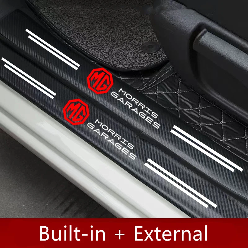 

4pcs Carbon Fiber Door Sill Protector Leather Vinyl Stickers For MG ZS MG3 MG5 MG6 MG7 GT HS Gundam 350car accessories