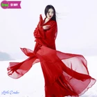 Традиционный китайский костюм ханьфу Тан, Классические танцевальные костюмы, фольклорное сказочное платье, красные наряды, 2 шт.