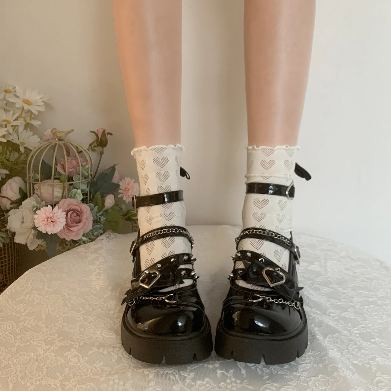 Женские черные повседневные туфли из искусственной кожи на высоком каблуке