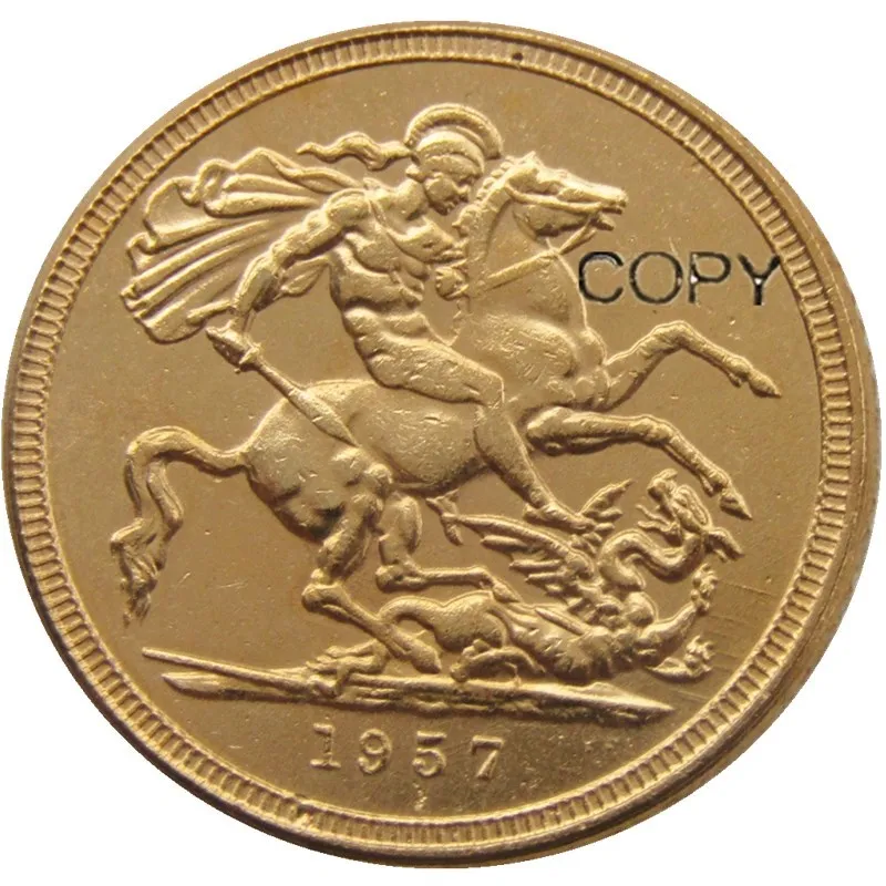 Коллекция 1957 года, королева FD Елизавета II DEI бесплатно, позолоченные монеты, 1 копия