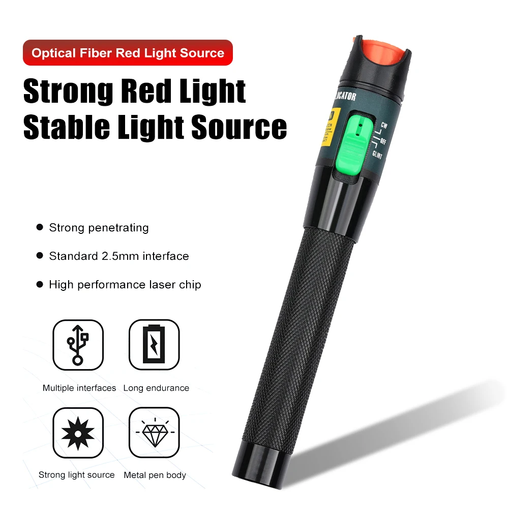 

Hardware Visual Fault Locator Durable CF/ST/SC VFL Light Pen Optic Light Source Fiber Cable Tester 30mW Visual Fault Locator