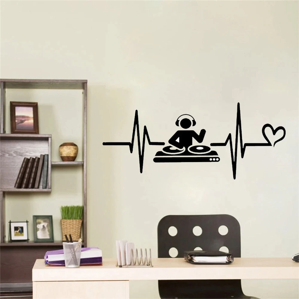 DJ DJing бар Музыка влюбленный сердцебиение Liveline наушники Автомобильная Наклейка на