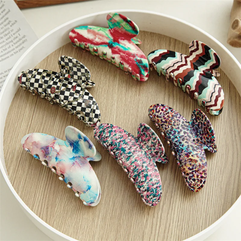 

Elegant Retro Acetate Hair Claws Large Size Bath Shark Clip Leopard Hairpins Women Simple Geometric Hair Grab Hair Accessories