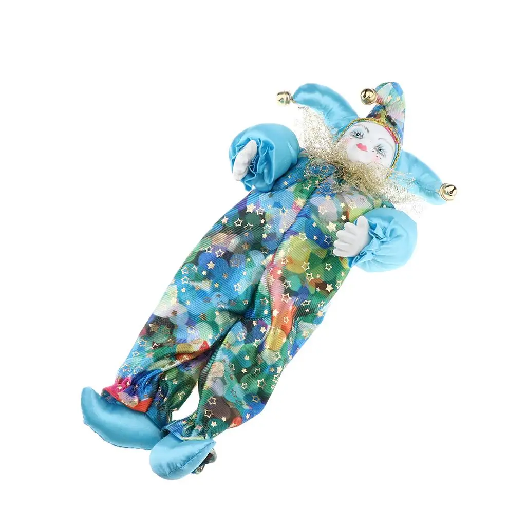 

33cm porcelain harlequin doll hanging foot clown doll decoration props A.