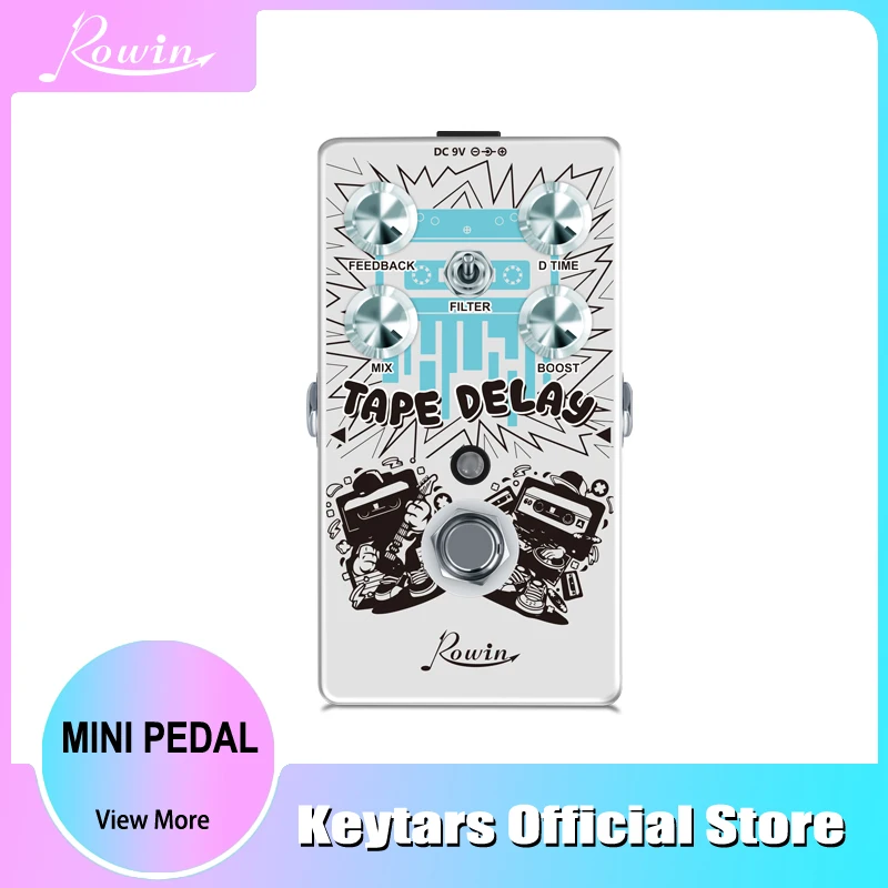 Rowin RE-01 Tape Delay Guitar Effect Pedal Combined With Delay And Bass Effects Wide Range Delay Adjustment And Make Real Bass
