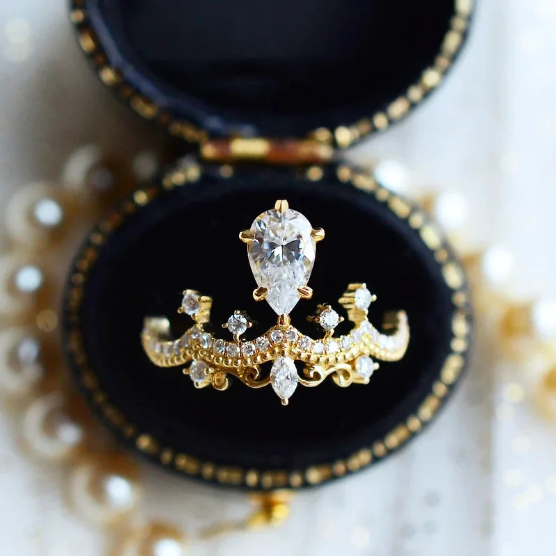 

Luxury Crown Wedding Ring for Women Inlaid AAA Cubic Zirconia Gold Color Band Ring Ceremony Party 2022 Fashion Jewelry