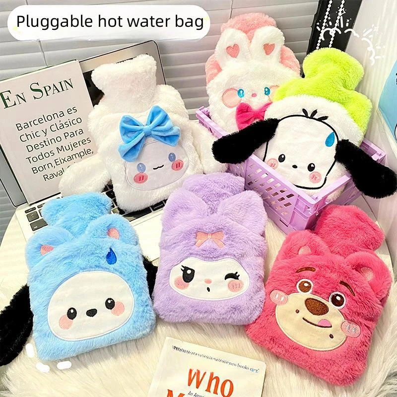 

Sanrios Anime Pluggable Pocket KT Cinnamoroll Kuromi Plush Hot Water Bag Cute Cartoon Winter Water Injection Warm Birthday Gift