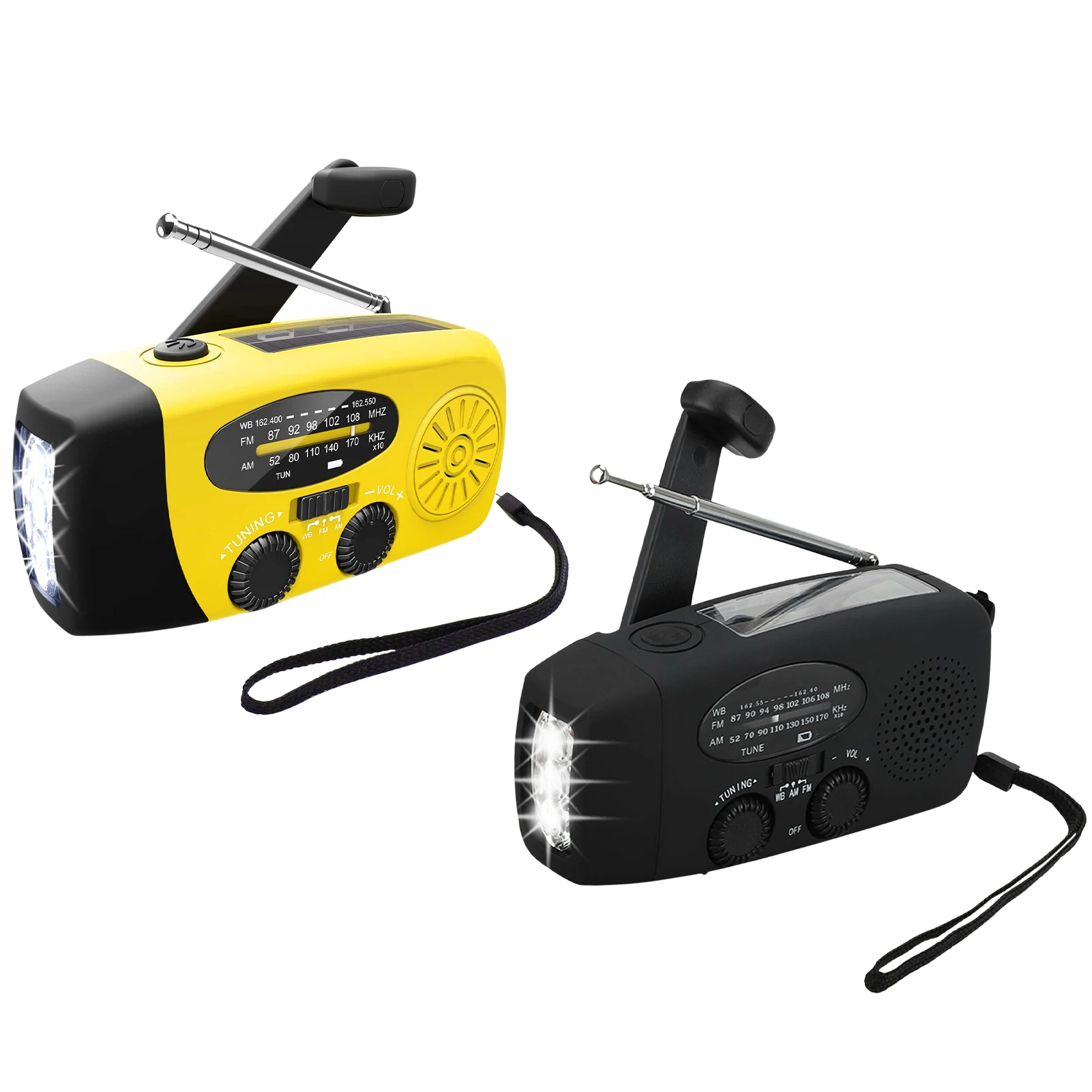 

1200mAh Multifunctional Portable Radio Hand Crank Solar USB Charging FM AM WB NOAA Weather Radio Emergency LED Flashlight Torch