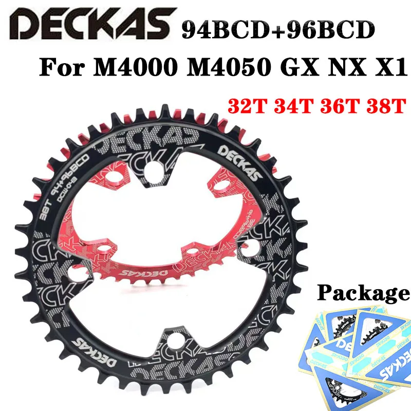 

DECKAS 94+96 BCD Bicycle Chainwheel 32T 34T 36T 38T MTB Bike Chainring Mountain Crown Round Oval For M4000 M4050 GX NX X1 Crank