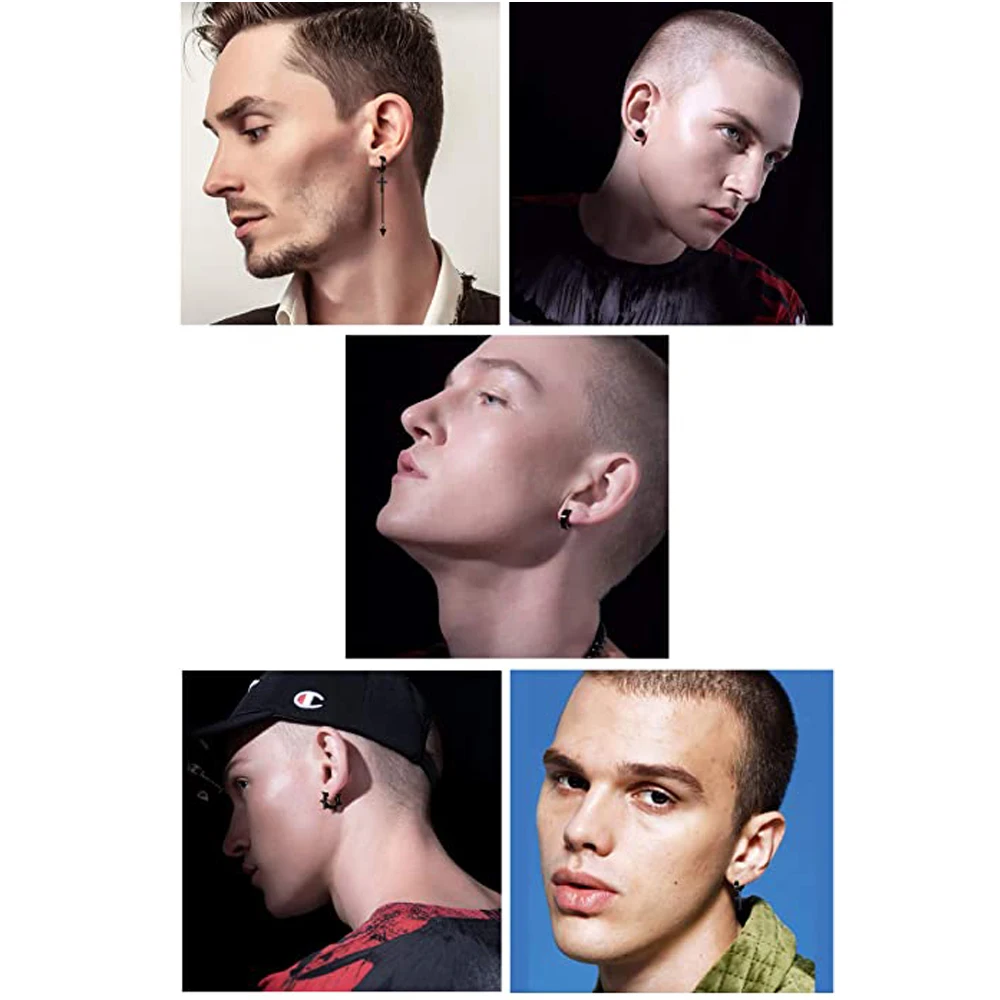 5 пар серьги-гвоздики из нержавеющей стали с заклепками |