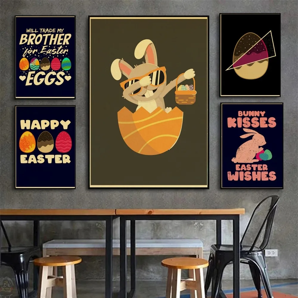 Пасхальный постер в виде кролика настенная схема принты и плакаты стикеры стиле