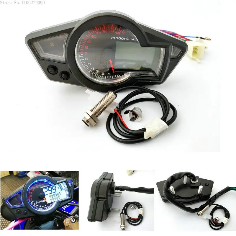 

Motorcycle LCD Digital Speedometer Tachometer PS250 Instruments 10"-21" 500ohmic 14000/11000RPM Motorbike Moto Accessories B