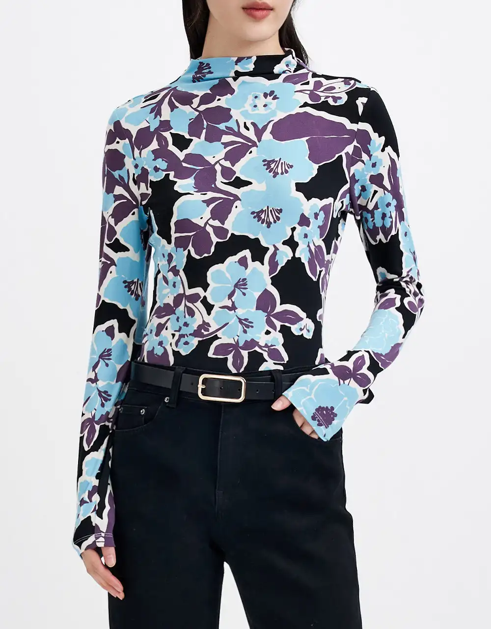 

Трикотажный топ с цветочным принтом и ложным воротником