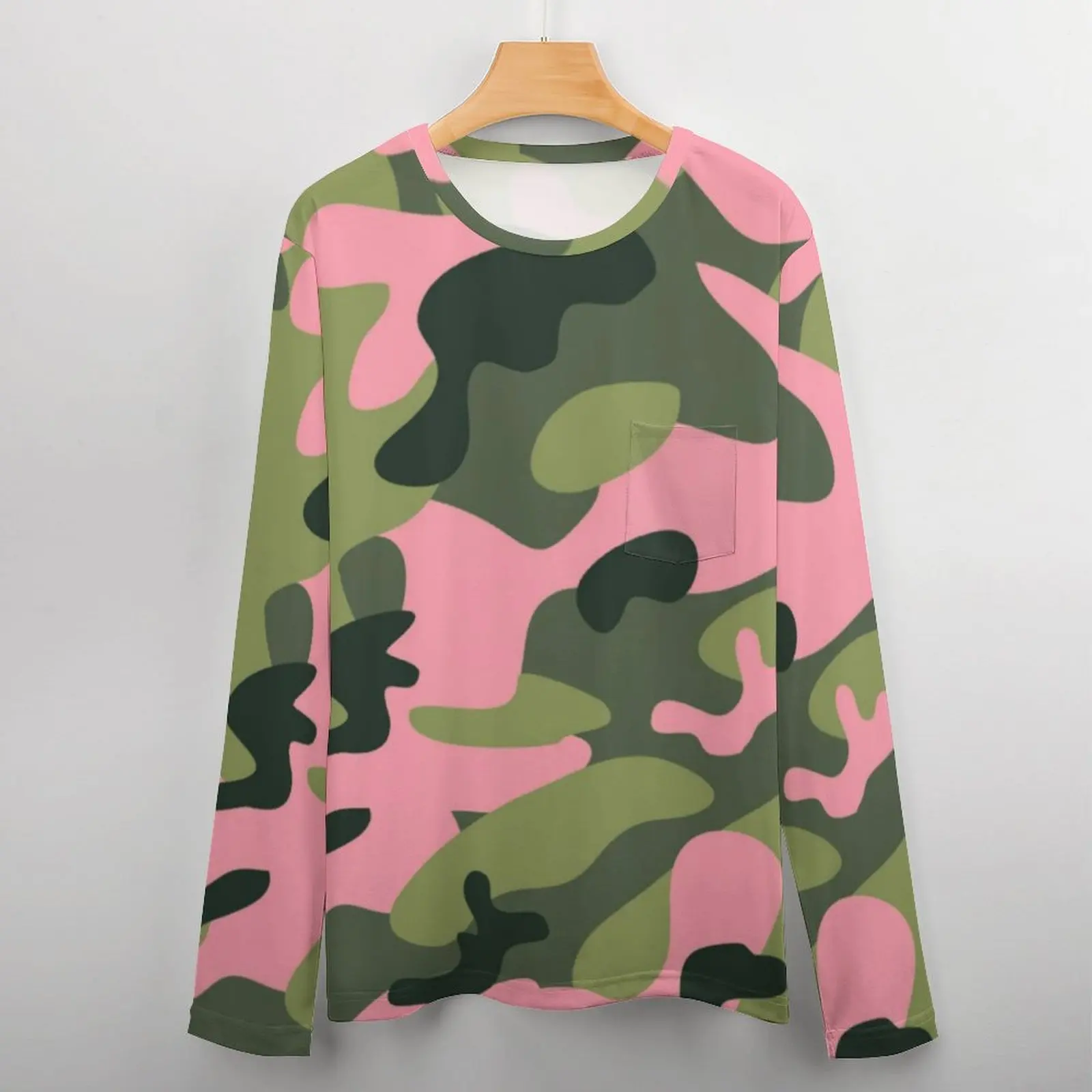 Футболка мужская камуфляжная с длинным рукавом зеленая/розовая рубашка в стиле