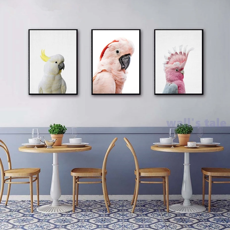 Розовый такаду австралийская птица большой постер с тропическими животными