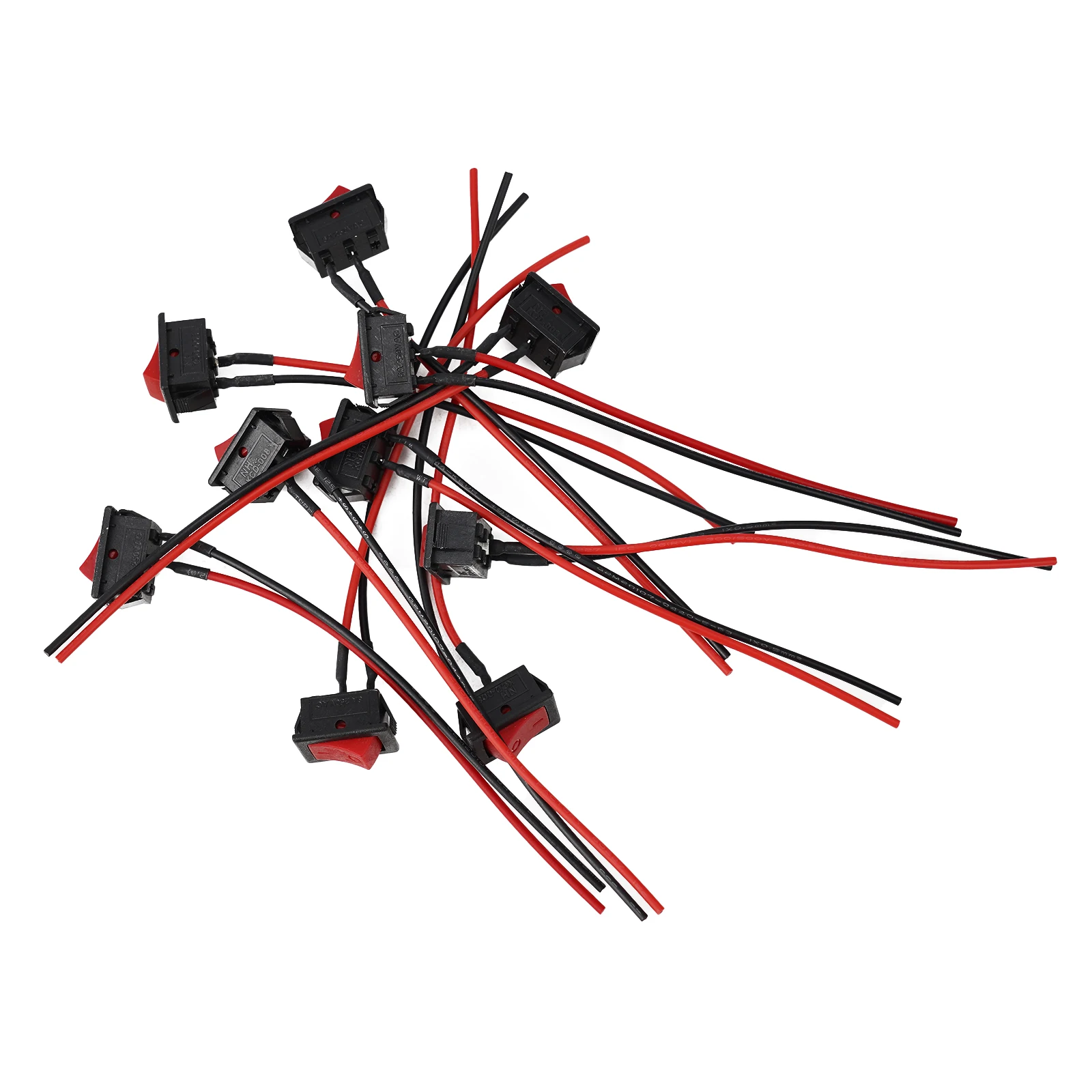 10 шт. мини-клавишный выключатель 2 контакта с кабелем SPST маленькое устройство