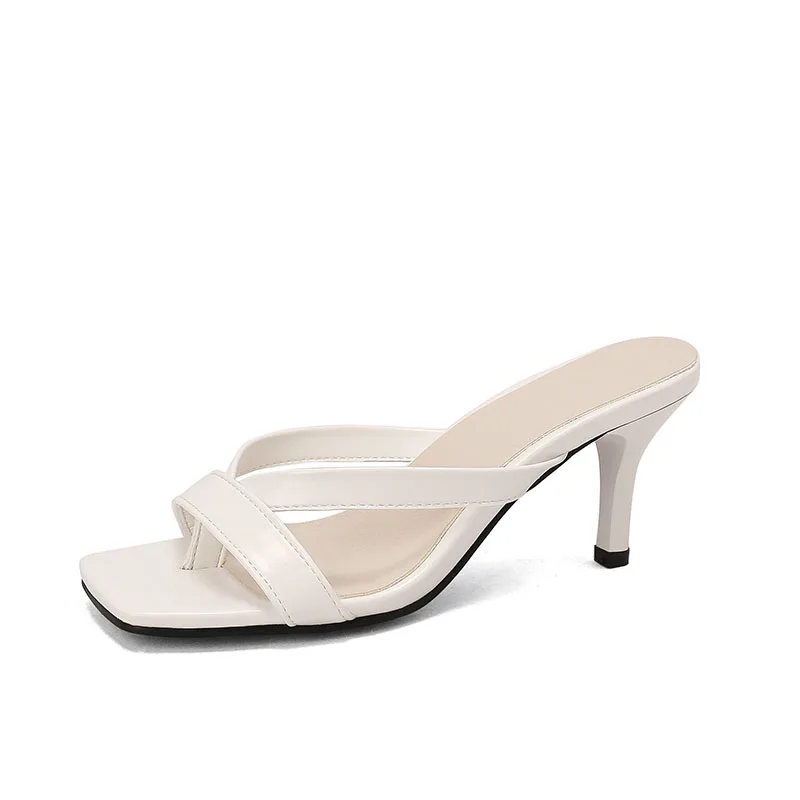 Fashion Women's Sandals Open Toe Mid Heel Square Toe Sandals Cross Strappy Summer Shoes 2023 New Sandals