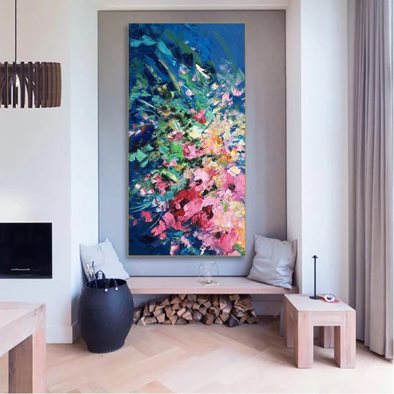 

Original Hand-Painted Texture Oil Painting Living Room Flower Art Decorative Painting Modern Simple Abstract Painting Home Decor