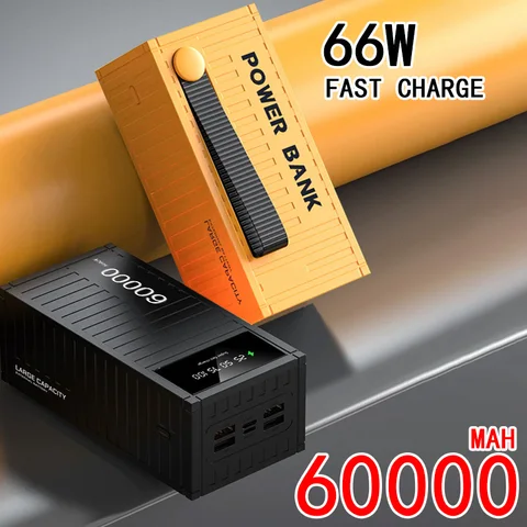 66 Вт сверхбыстрая зарядка 60000 мАч Power Bank сверхбольшой емкости мобильный мини-банк питания для Xiaomi iPhone 13 14 стиль контейнера