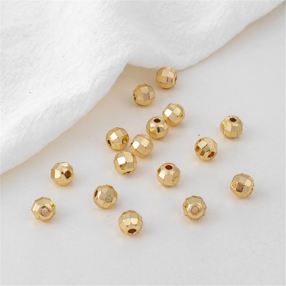 

14K clad gold accessories faceted laser beads cut angle loose beads handmade diy jewelry stringing chain gold beads spacer beads