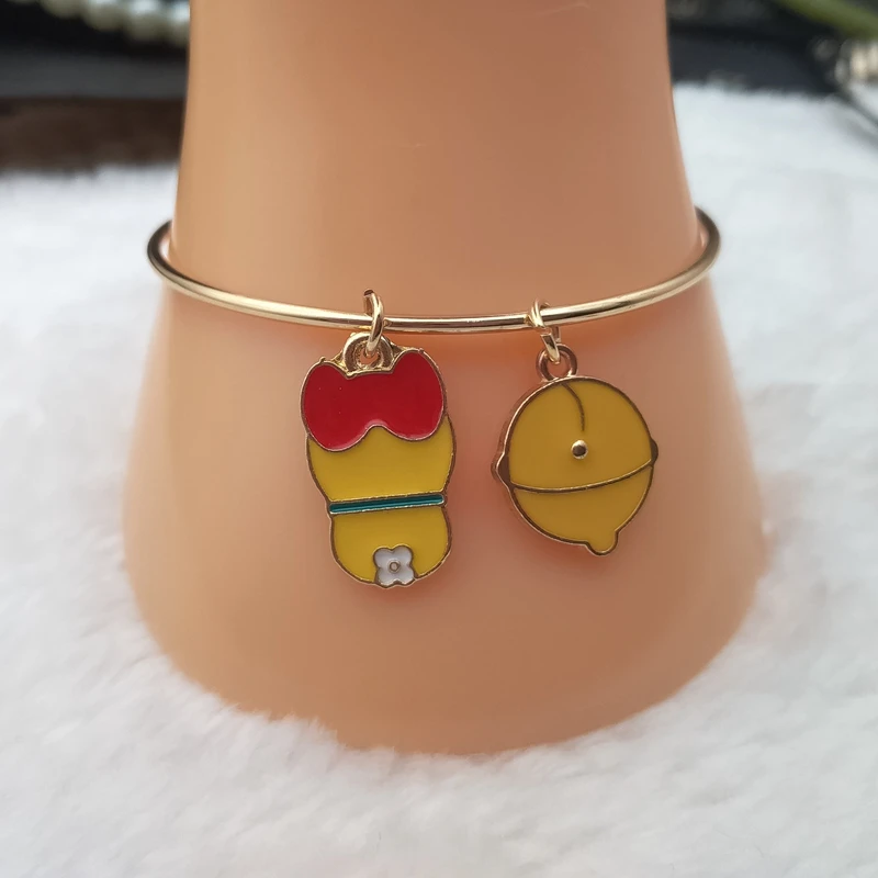 Эмалированный браслет с подвеской в виде мультяшного робота кота | Украшения и