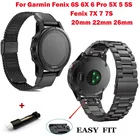 Ремешок для Garmin Fenix 6S 6X 6 Pro 5X 5 5S 3HR D2 S60, металлический браслет из нержавеющей стали для Garmin Fenix 7X 7 7S, 26 мм 22 мм 20 мм